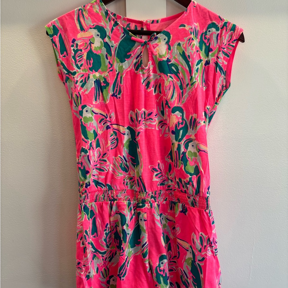 NWT Lilly Pulitzer Vibrant Pink and Green Girls Romper size XL